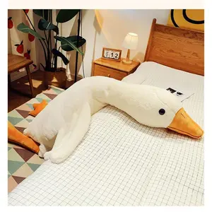50/130cm Giant Long Plush White Goose Toy Stuffed Lifelike Big Wings Duck Hug Massage Throw Pillow Boyfriend Cushion For Girl