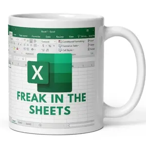 Freak in the Sheets Coffee Mug, Funny Spreadsheet Coffee Cup, Geeky Office Humor 11 Oz Ceramic Mug, Excel Mug for Nerds, IT Programmer Analyst