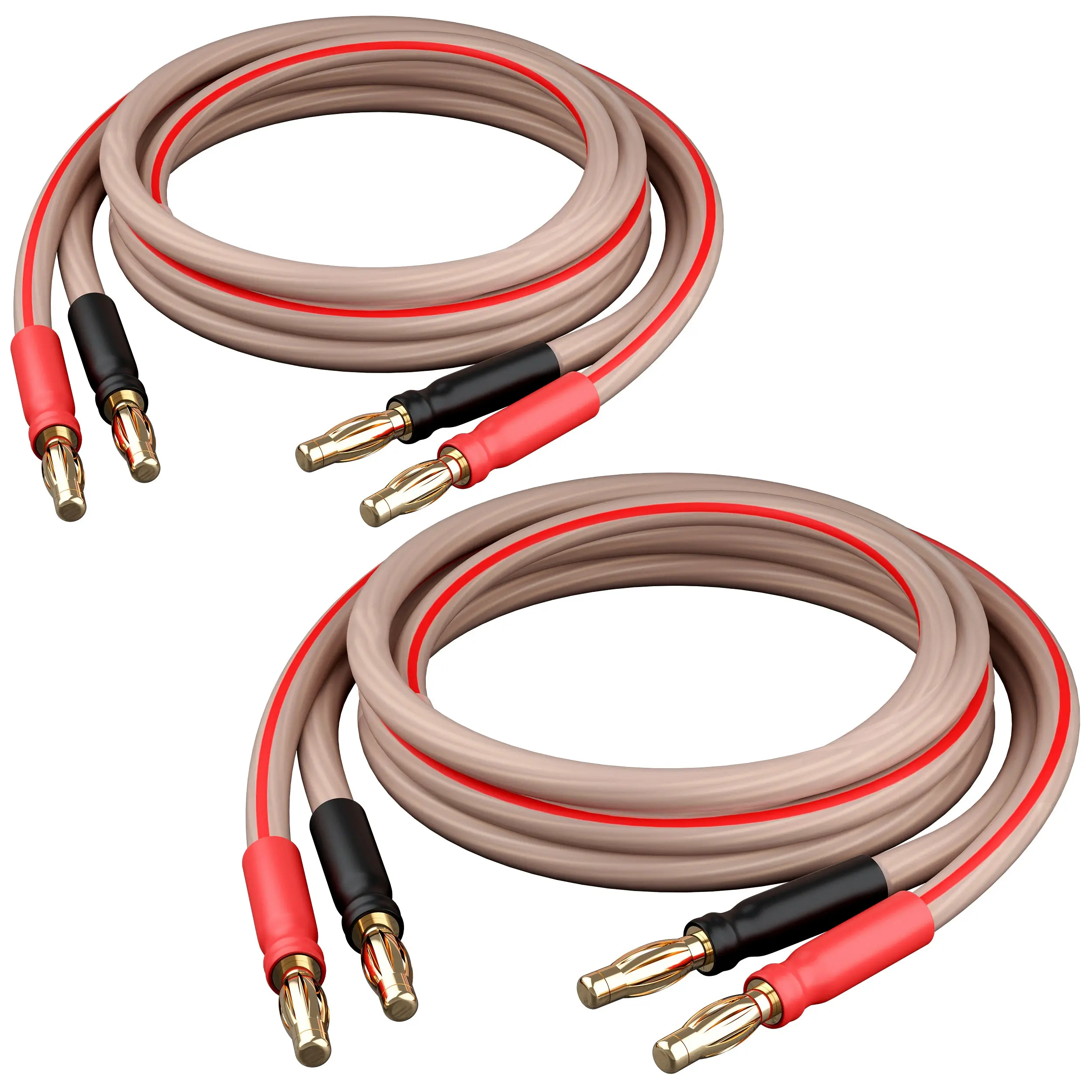 GEARit 2-Pack 14 AWG Speaker Cable with Banana Plugs Banana Wire for Bi-Wire Bi-Amp HiFi Surround Sound, for Stereo Recording, Subwoofer