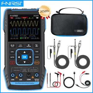 FNIRSI 2C53T 50MHz Upgraded Handheld Oscilloscope 250MS S Sampling Rate 3 In 1 Digital Oscilloscope Multimeter DDS Signal Generator 19999 Counters Test Voltage Current Capacitance Resistance and Diodes