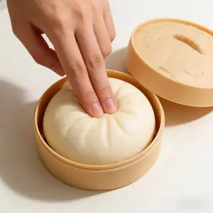 Steamed Bun Design Giant Dumpling Squishy Jumbo Anxiety Relief Fidget Toy with Emoji Bread & Steamer Container for Adults & Kids Stress Relief paas easter egg decor  boyfriend girls gifts Silicone