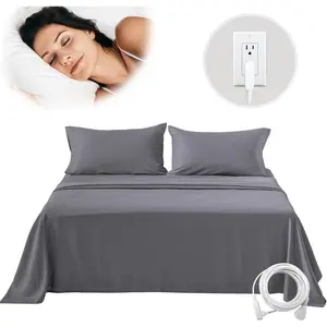 Grounding Bed Sheets Organic Cotton Grounding Sheets Silver Fiber Earth Sheet for Sleep Pain Relief,35 x 90 Inches Bed Sheet with Cord, Grey