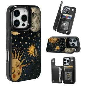 Sun and Moon Goddess Pattern, Practical TPU Phone Case, with Card Slot Design, Can Store Various Cards and Other Functions. Suitable for iPhone 17 16 15 14 13 12 PRO MAX PLUS, AIR Series. Holiday Gift, Shockproof Protective Cover, Gift for Shoppers