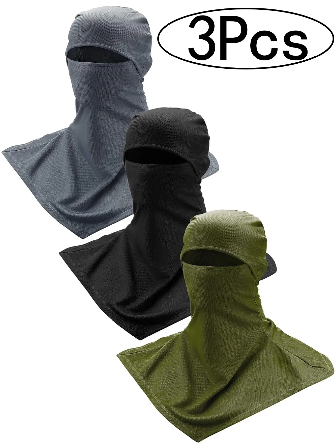 3Pcs-Four-Season Sun Protection Motorcycle Helmet Cover, Breathable Window Wide Windproof Face Mask, Outdoor Riding Gear Unisex, Sporty Style, Balaclava Mask, Balaclava Mask Headwear