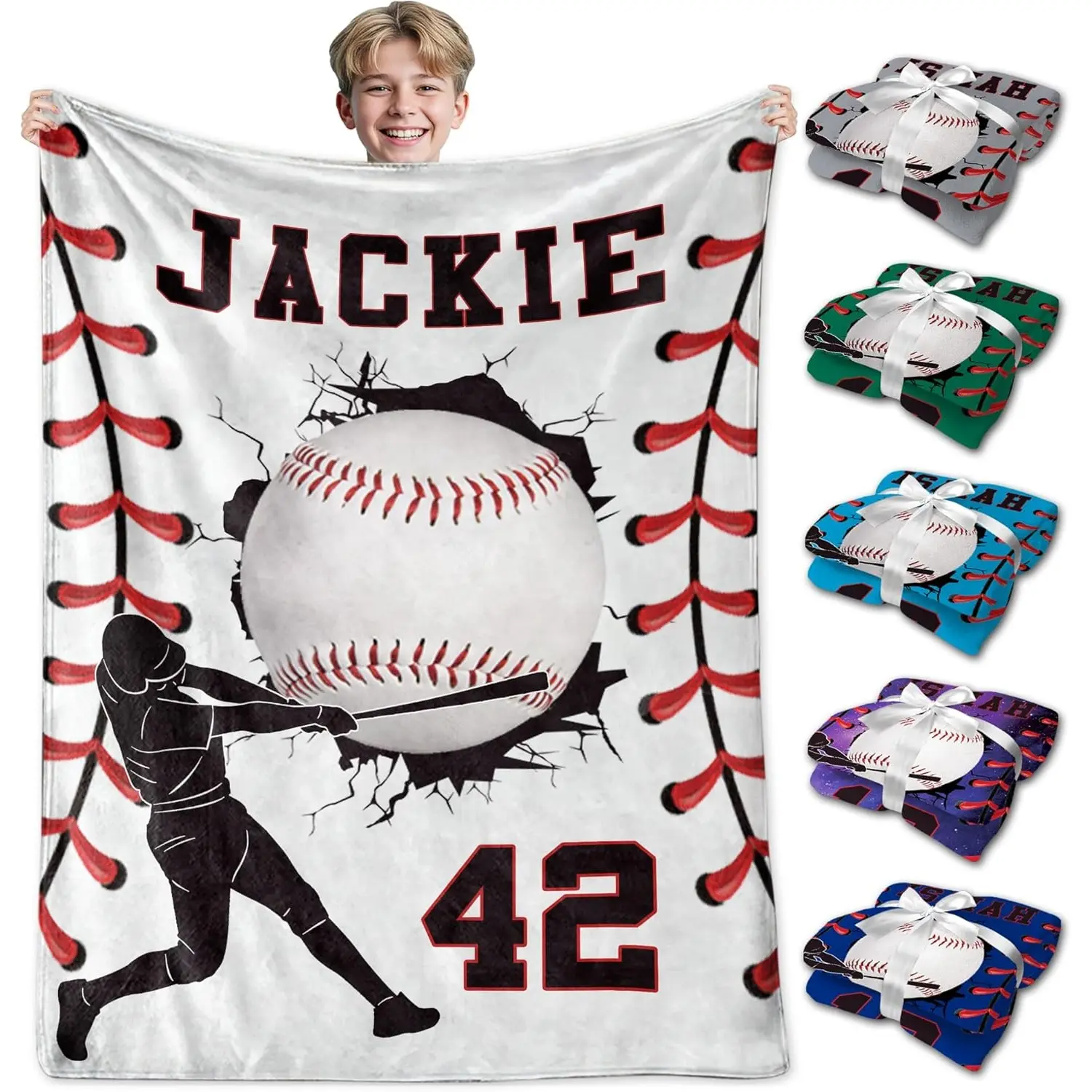 Personalized Baseball Blanket Gifts for Teen Boys Custom Sport Baseball Player Lovers Fans Gifts Customized Throw Blanket for Men Son Kids, Custom Image Blanket, Personalized Photo Blankets