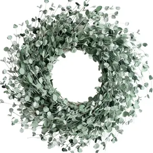 24 Inch Greenery Boxwood Wreath for Front Door, Green Mini Leaves Wreath for Indoor and, Green Wreath for Wedding