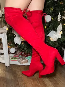 Karol- Over The Knee Lace up Tie Back Suede Boots(NOT FOR WIDE CALF)