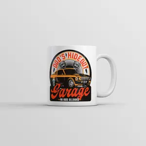Dads Hideout Garage Mug Funny Mechanic Graphic Coffee Cup - 11oz Funny Coffee Mugs Ceramic Printed Drinkware Cup