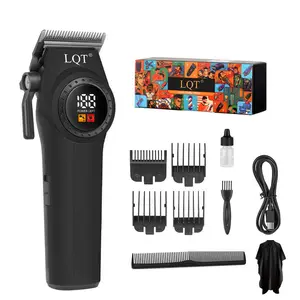 LQT Matte Black Hair Clipper for Men, Cordless Barber Trimmer with LCD Display, Rechargeable Electric Hair Cutting Kit with Guide Combs, Cape & Full Accessories