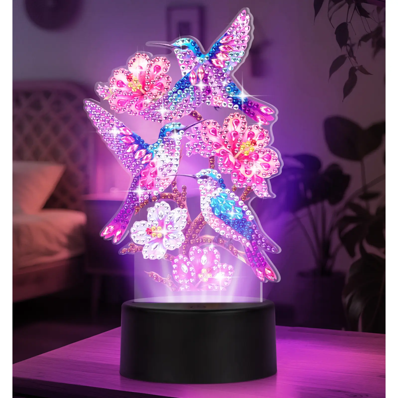 Diamond Painting Night Light, Diamond Painting Kits for Adults Desktop Ornaments for Table Tabletop Decor Diamond Art Accessories for Adult Beginner Touch Lamp for Bedrooms Living Room