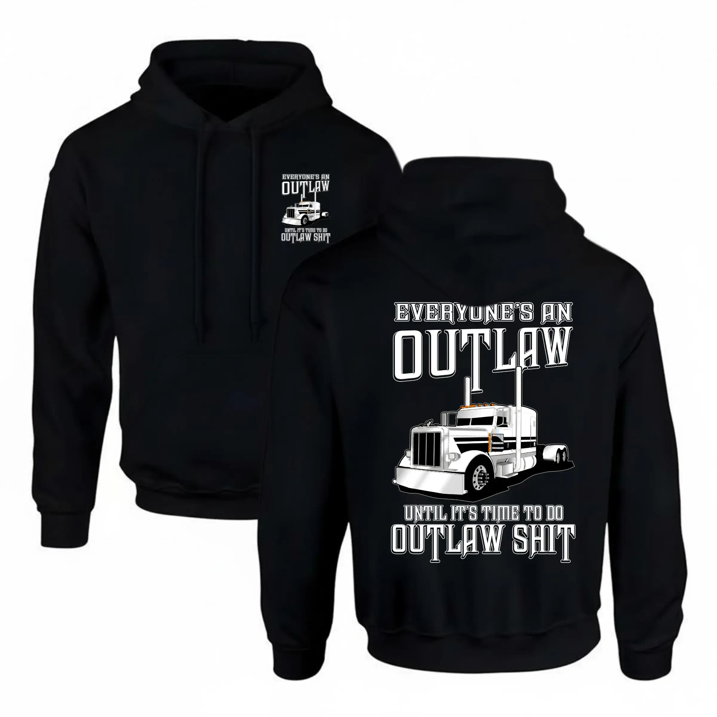 Outlaw Truck Hoodie, Sweatshirt, T-Shirt, Bold Peterbilt Design, Outlaw Graphic Shirt, For Truck Enthusiasts, Gift for Truck Drivers & Gearheads, Vintage Truck Style Apparel