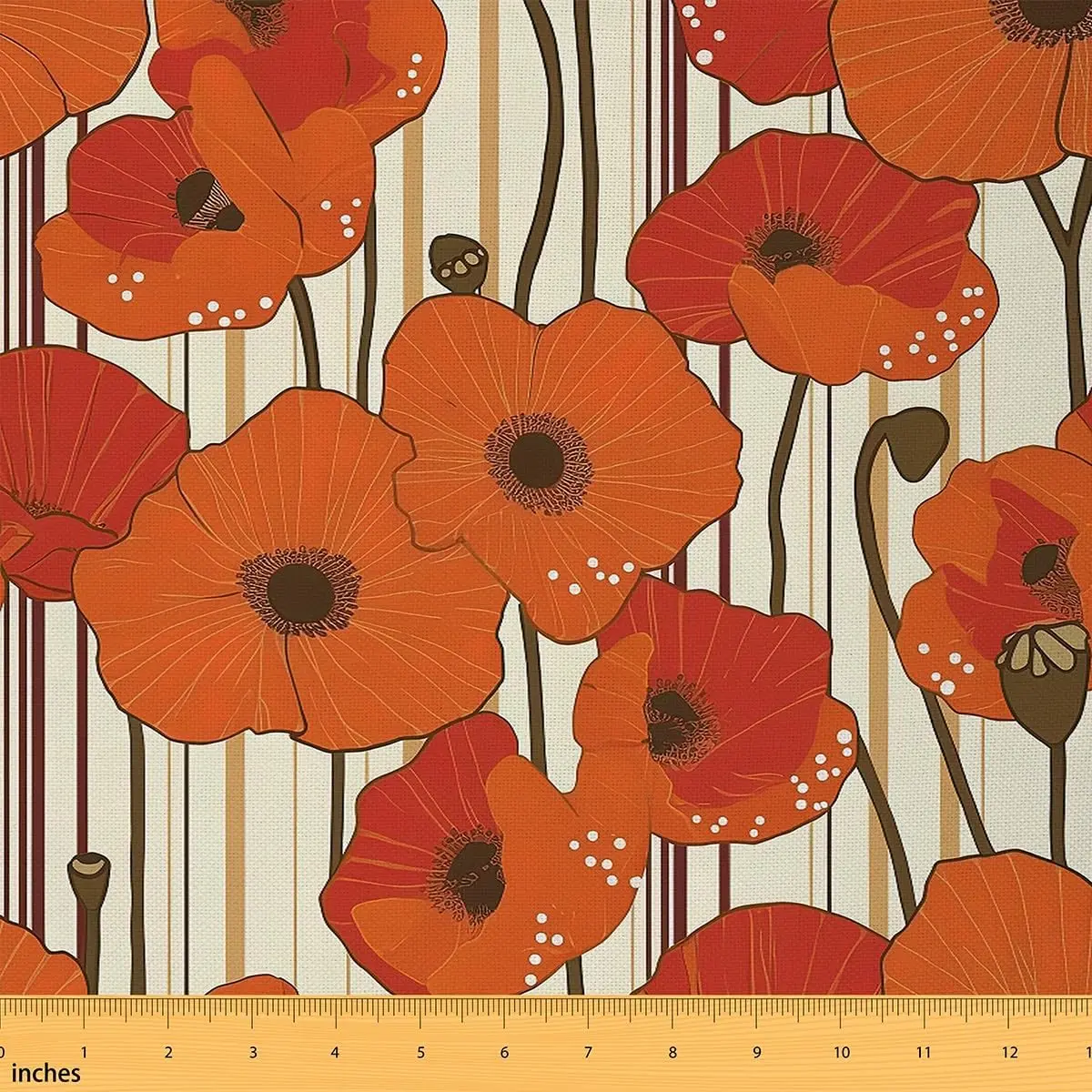 Feelyou Vintage Botanical Print Waterproof Durable Upholstery Fabric - 1 yd Orange Fabric for Chair Reupholstery, Sewing Projects, Durable Fabric