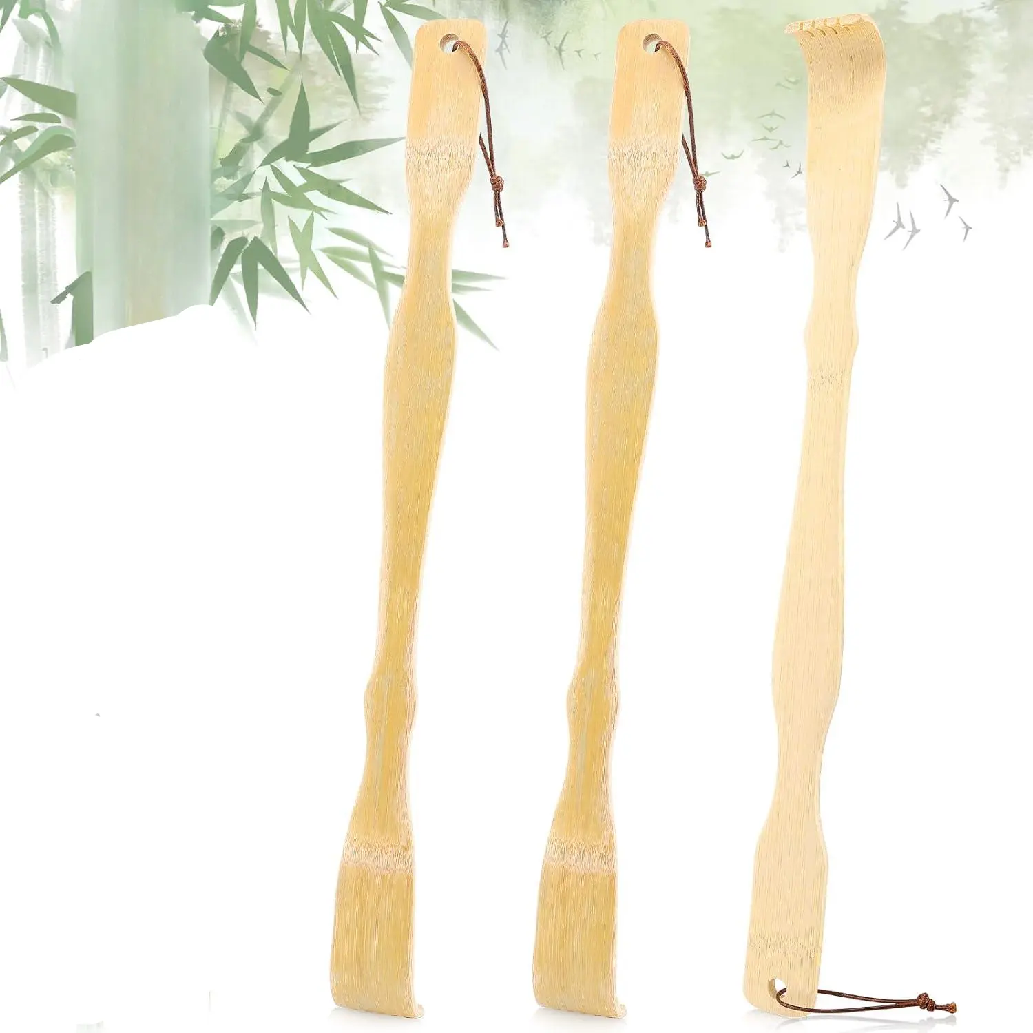 16.5-Inch Smooth Wooden Bamboo Back Scratcher 3-Pack, Body Care Tool for Adults, Festive Gift for Seniors, Easter Basket Stuffer