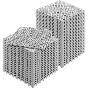 【Spotlight Day】VEVOR Interlocking Tile 50PCS Gray, Drainage Tiles 12" x 12" Splicing, Soft PVC Interlocking Drainage Floor Tiles, Non-Slip Drainage Holes for Restroom, Bathroom, Kitchen, Pool, Wet Areas