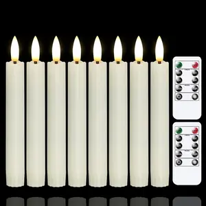 Operated Flameless Taper Candles with Two Remote Timer, 6.4" LED -Wick Window Candles, Flickering Long-Lasting Warm Light Electric Pack of 8 Flameless Candlesticks (0.78" Dia, )