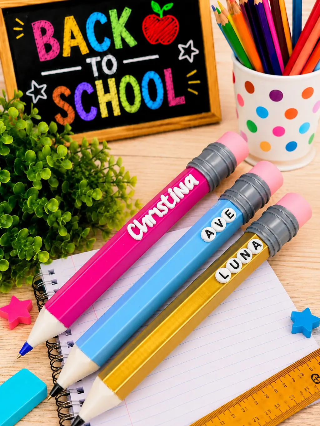 Jumbo Pencil Pen Personalized Teacher Gift, 3D Printed Back to School Pen