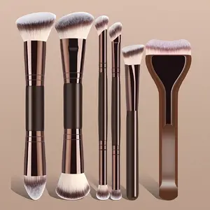 Double-Ended Makeup Brush Set, 6-Piece Kit Including Foundation Brush, Concealer Brush, Contour Brush, Ideal for Beginners, No Powder Waste, Beauty Brush Set, Dual Ended Brush