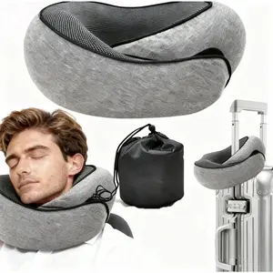 Memory Foam Travel Neck Pillow, U-Shaped Neck Support for Airplane Car Train Office, Machine Washable Cover & Carry Bag
