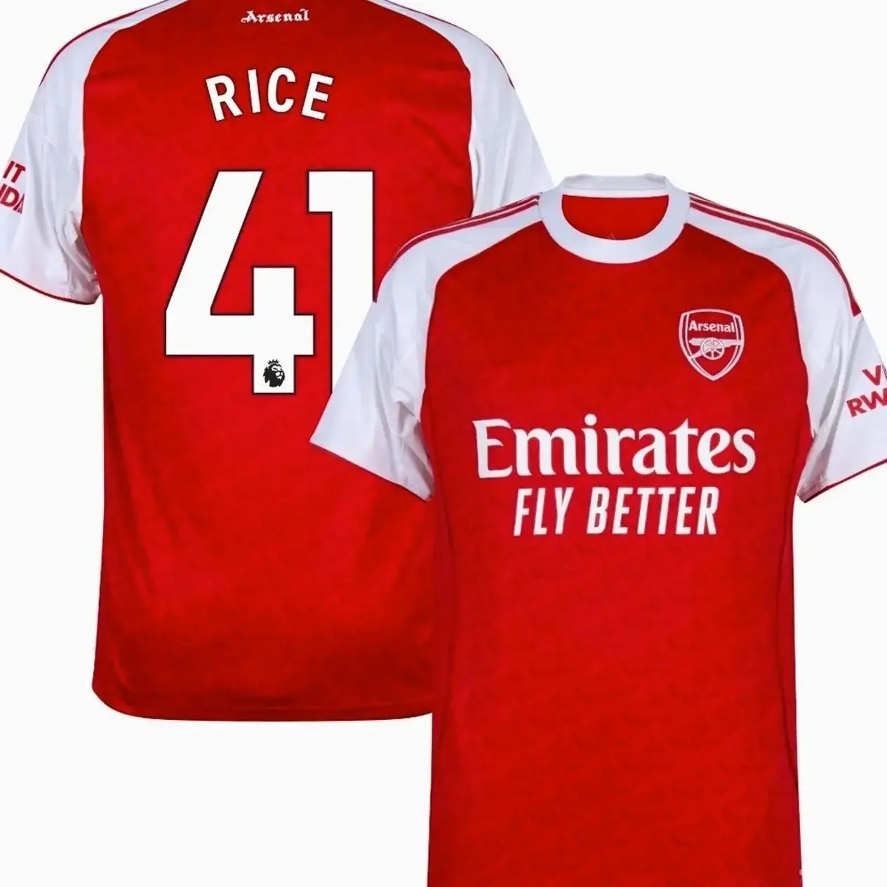 Unisex Soccer/Football Premier League Arsenal Club Rice 4 Champions League 2025/26 Home/Away Replica Jersey - Red 0P