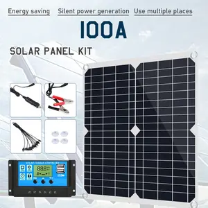 25W 18V Portable Solar Panel with 100A Controller, Monocrystalline 12V Battery Charger for Camping, Suction Cups & Car Charger Included