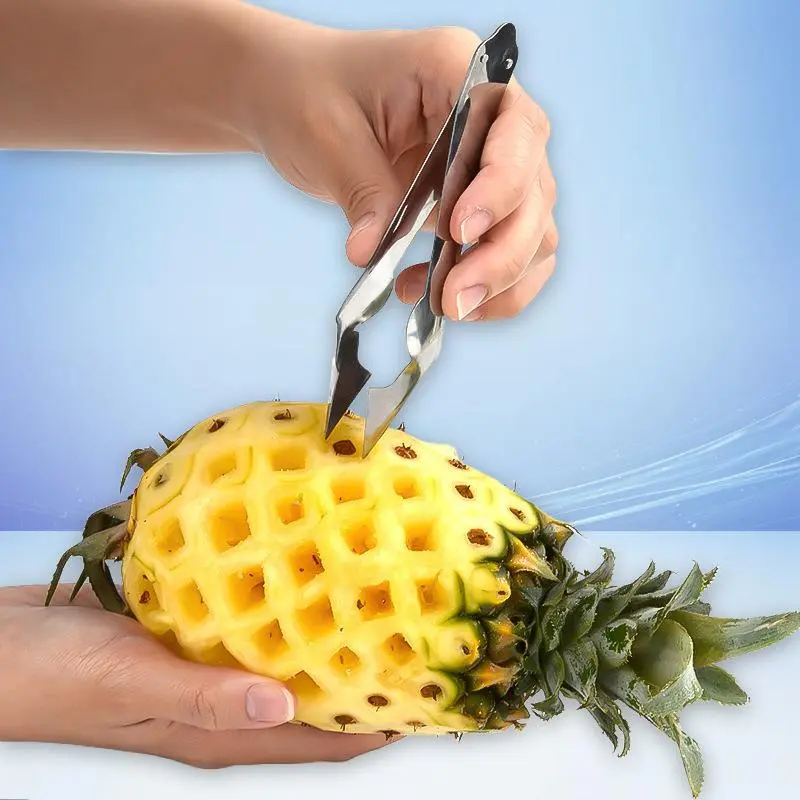 1/2pcs Rustproof Stainless Steel Fruit Tool Set with Handle - Pineapple Corer, Fruit Seed Remover, Strawberry Huller, Tomato Stem Remover, Reusable Multifunctional Kitchen Utensil for Home Use