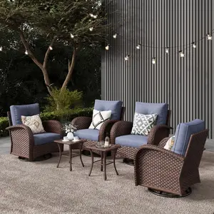 LayinSun 6 Pieces Outdoor Patio Furniture Set, Rattan Wicker Sectional Swivel Rocker Chairs Sets, Multiple Packages summervibes