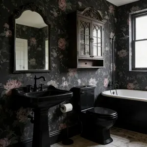 Rose Background Vintage Floral Self-Adhesive Decorative Wallpaper 44cmx300cm, Washable Seamless Decor for Living Room Bedroom Bathroom