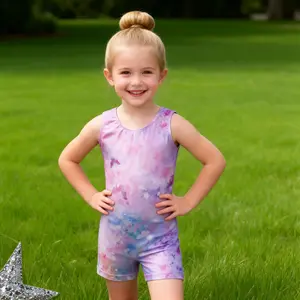 Girls Gymnastics Leotards for Kids,Sleeveless Biketard with Scrunchie, Toddler Dance Tumbling Unitard for Gymnastics Practice & Performance