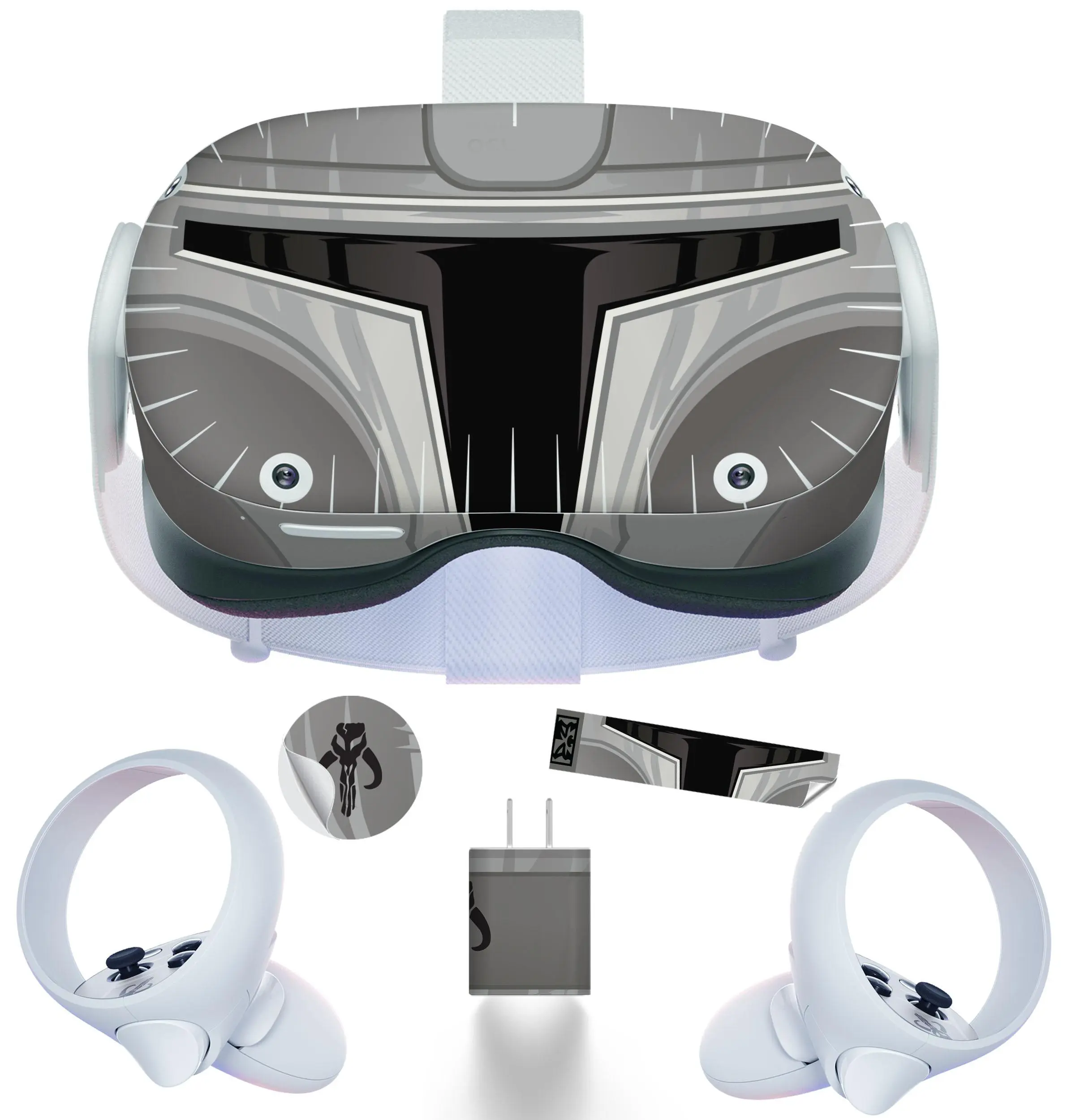 Easy-to-Apply Skin Sticker Kit compatible with Oculus Quest 2 VR headset - Man Helmet virtual reality accessory - VR protector skin covers