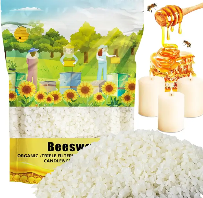 CARGEN White Beeswax Pellets - 428g(0.94lb) Bees Wax Pellets Melts Organic Beeswax for Skin, Bees Wax for Candles Making Triple Filtered for Lip Balm Lotion and Soap Making Supplies