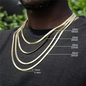 Fashion Golden Stainless Steel Blade Chain Snake Bone Chain Necklace, Hip Hop Style Clavicle Chain