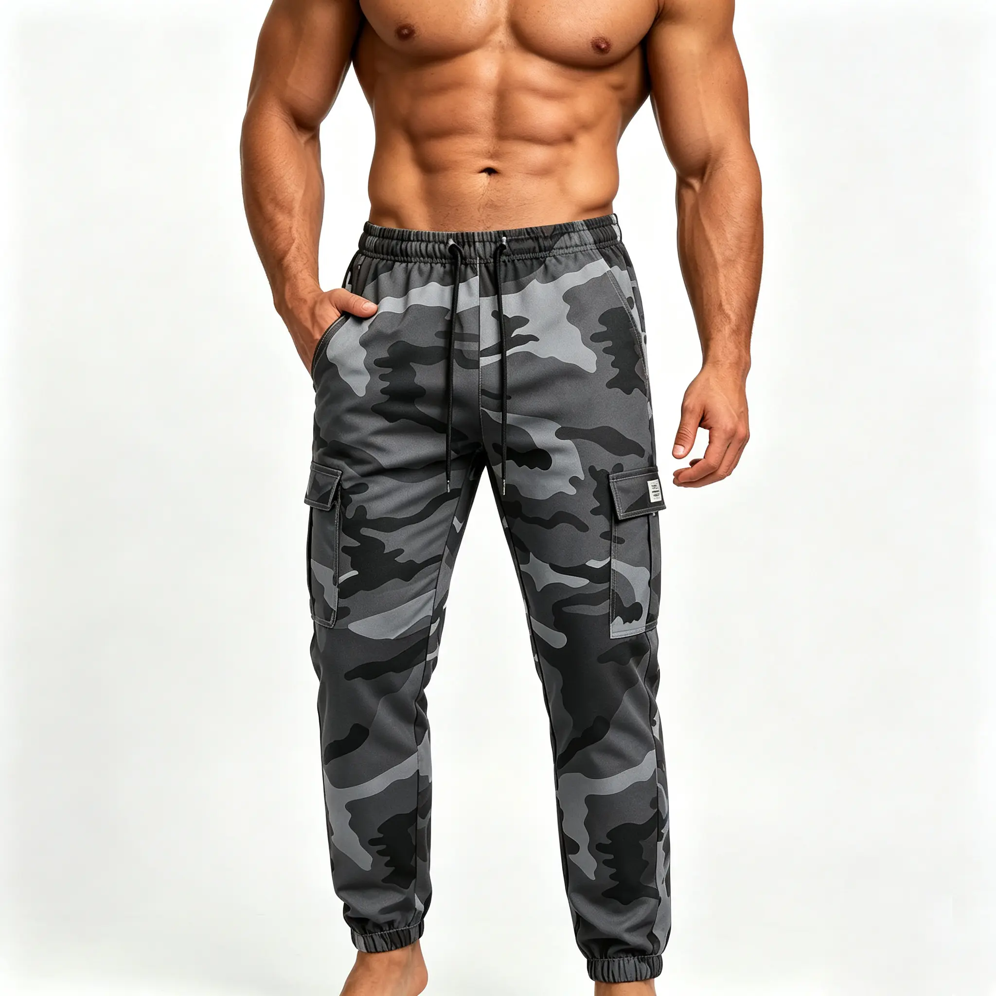 Men's Athletic Cargo Joggers, Camouflage Streetwear Pants with Drawstring Waist for All-Season Casual Outdoor Wear, Street Wear, All Seasons, Elastic Waist, Fashion, Running, Polyester Clothes, Outdoor Work, Multi-Size, Large Pockets Camo Combat Pants, Th