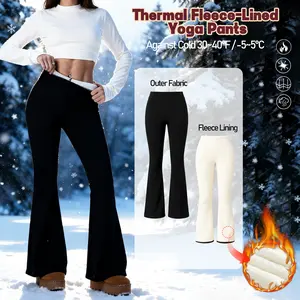Women Winter Warm Thick Flare Pants Fleece Lined Stretchy Soft Thermal Sherpa Pants High Waist with Pockets-Fashionable Casual Style, Fit for Ultimate Winter Warmth and All-Day Comfort leggins para elf rio de mujer Waisted Lounge Set outfits de invierno