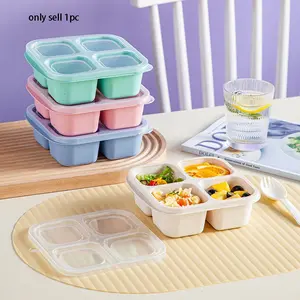 5 PCS Bento Box Snack Box, Reusable 4-Compartment Food Storage Box, Divided Lunch Box, Suitable for School, Work, and Travel, Snack Box Container