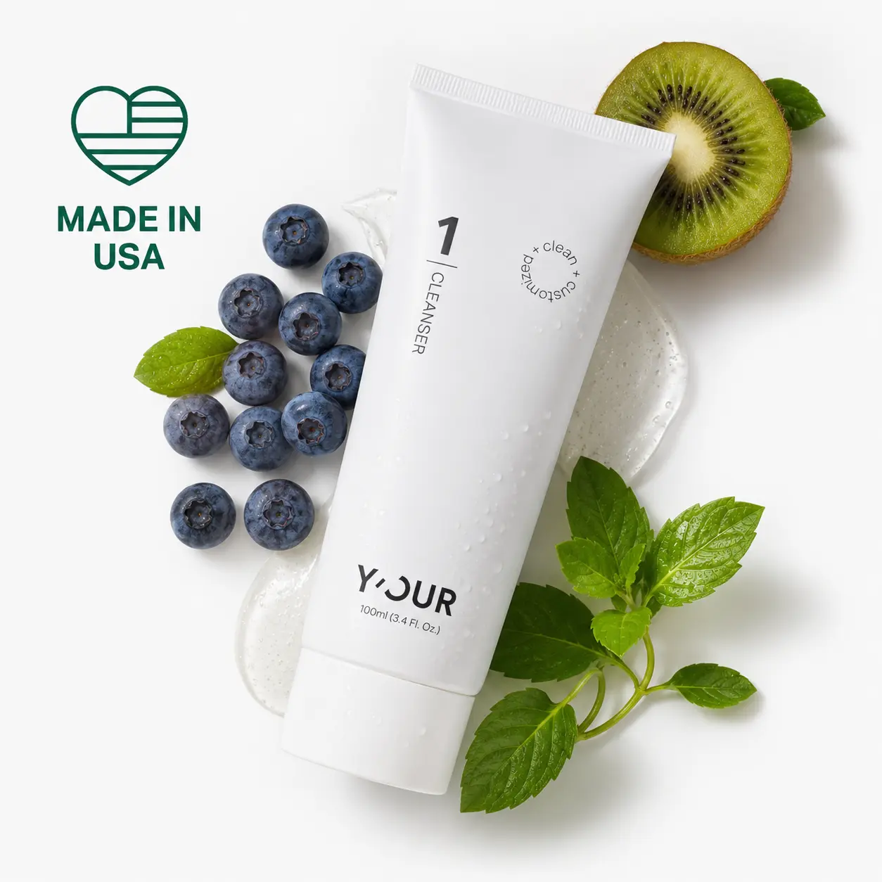 Daily pH-Balanced Purifying Cleanser by Y'OUR | Refine Texture & Minimize Pores | Skincare Facial Wash | Chamomile Calming | Gentle Acne Calendula Clear, Valentine's Gift for Women Flower Glycolic Acid