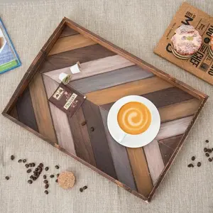 Chevron Pattern Wood Breakfast Serving Tray