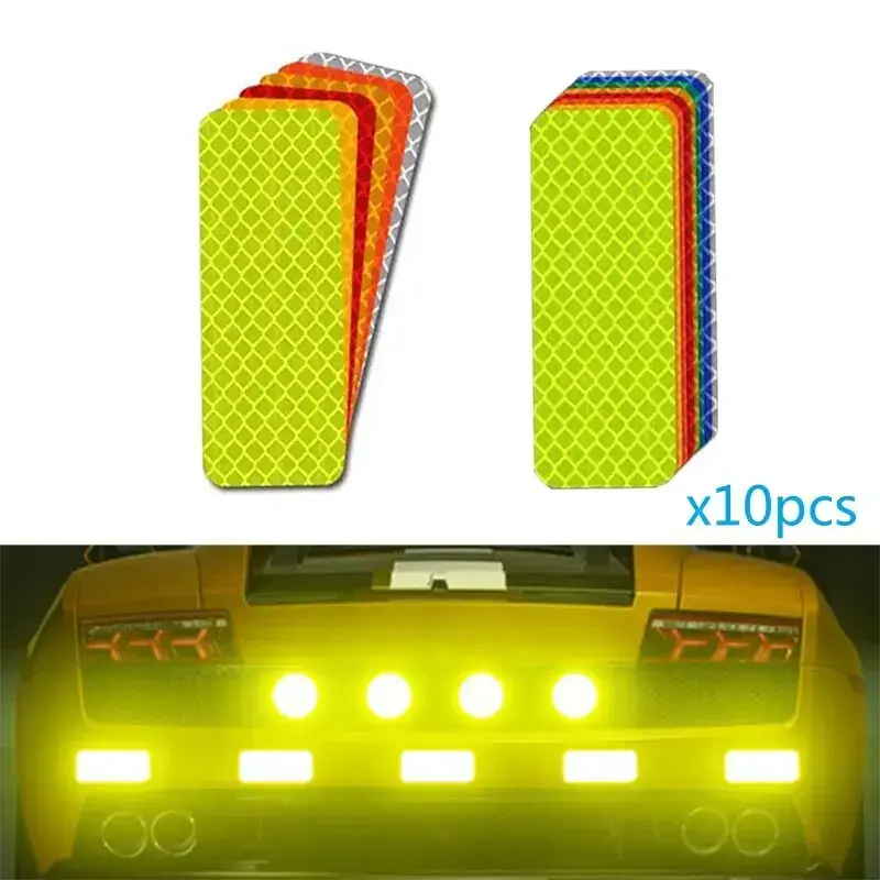 2026 New 10pcs 3*8cm Car Bumper Reflective Stickers Reflective Warning Strip Tape Secure Reflector Stickers Decals Safety Warning For your Cars