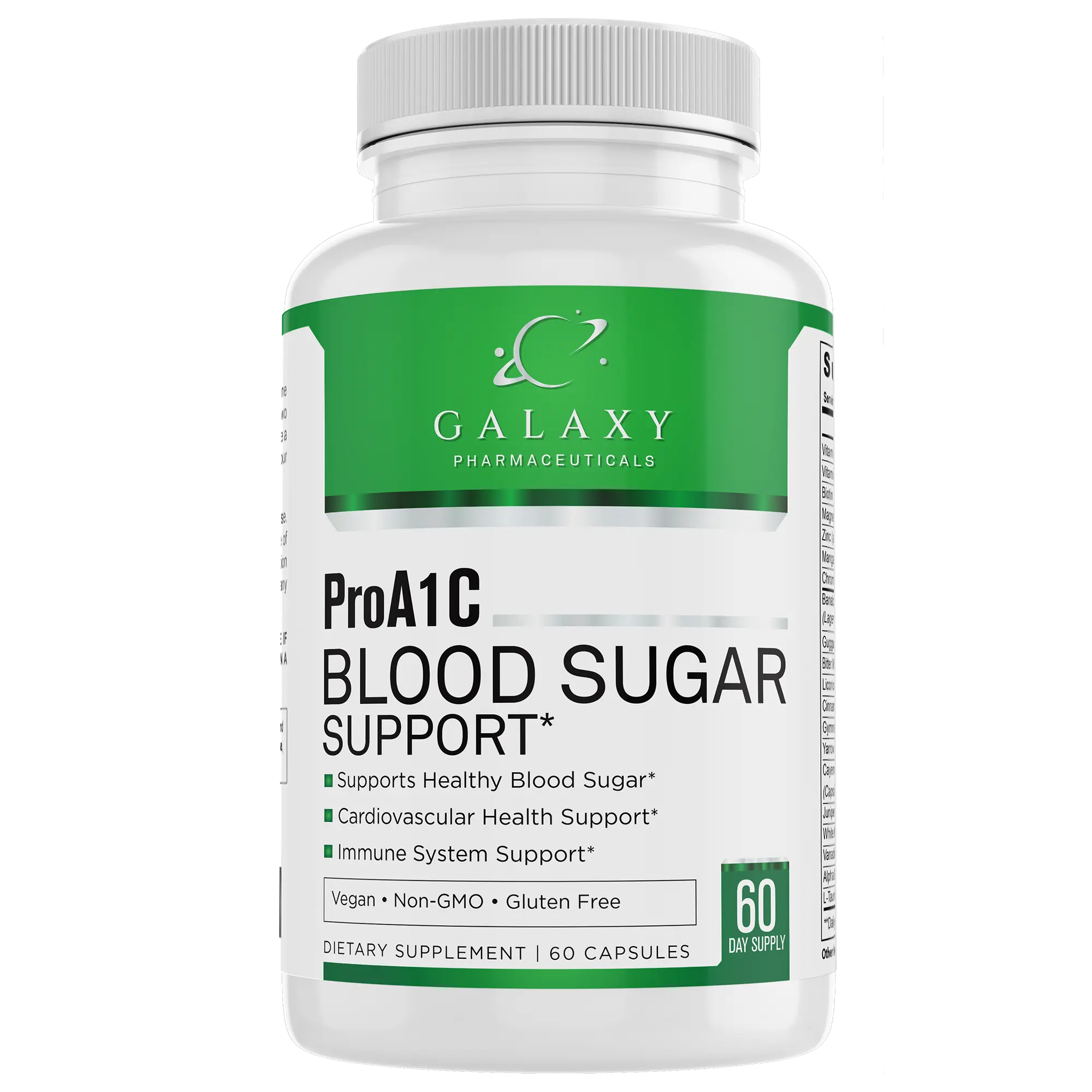 Galaxy Pharmaceuticals ProA1C Blood Sugar Support Capsules - Pharmacist Developed Vitamin Mineral & Herbal Supplement for Optimal Levels