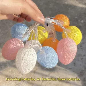 2026 Easter LED String Lights 3m Colorful Cotton Egg Decor Ornaments Decoration, Cotton Egg Decorations, Home Party Night Atmosphere, Elegant Fashion Style, Energy Efficiency Rating F