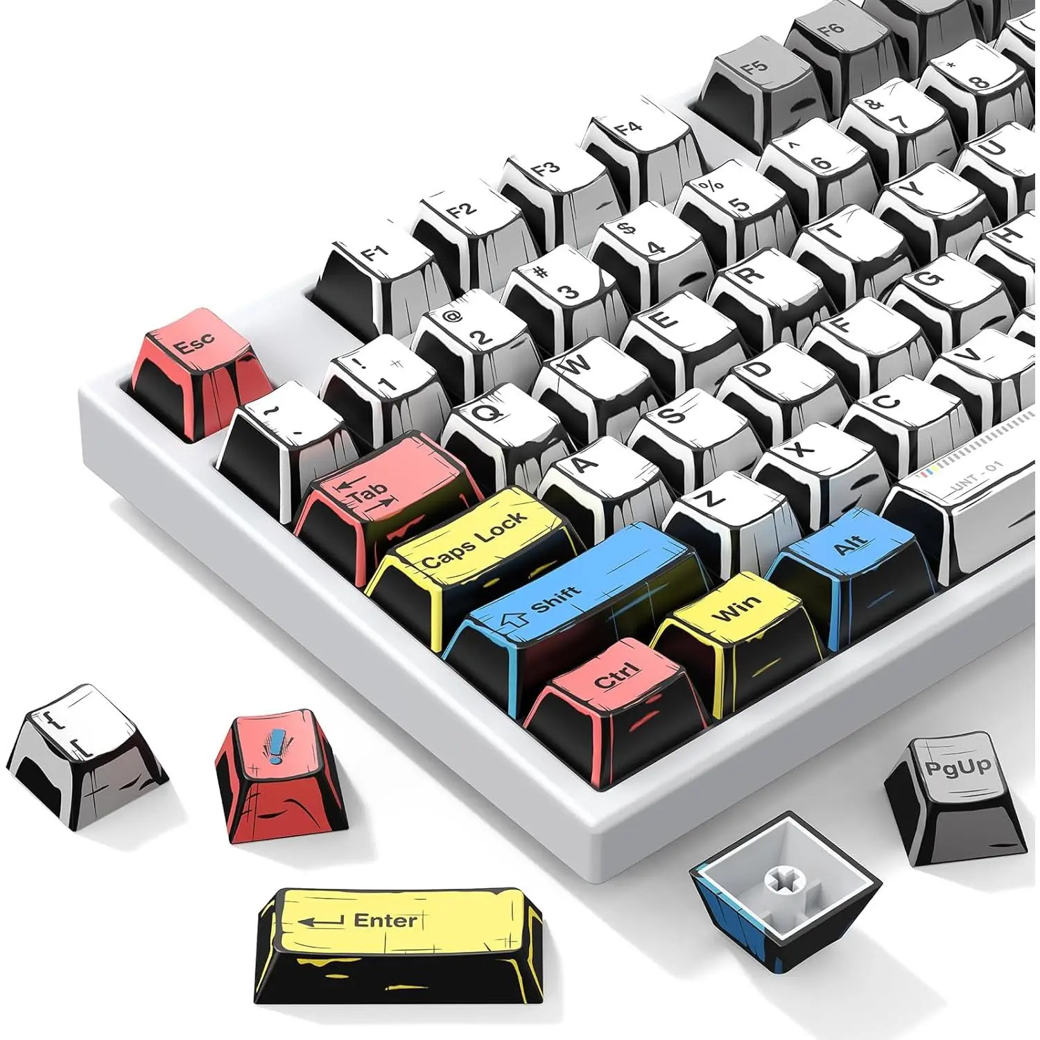 Retro PBT Keycap, Comic Theme Keycap Set, 137 Dye Sublimation Keyboard ...