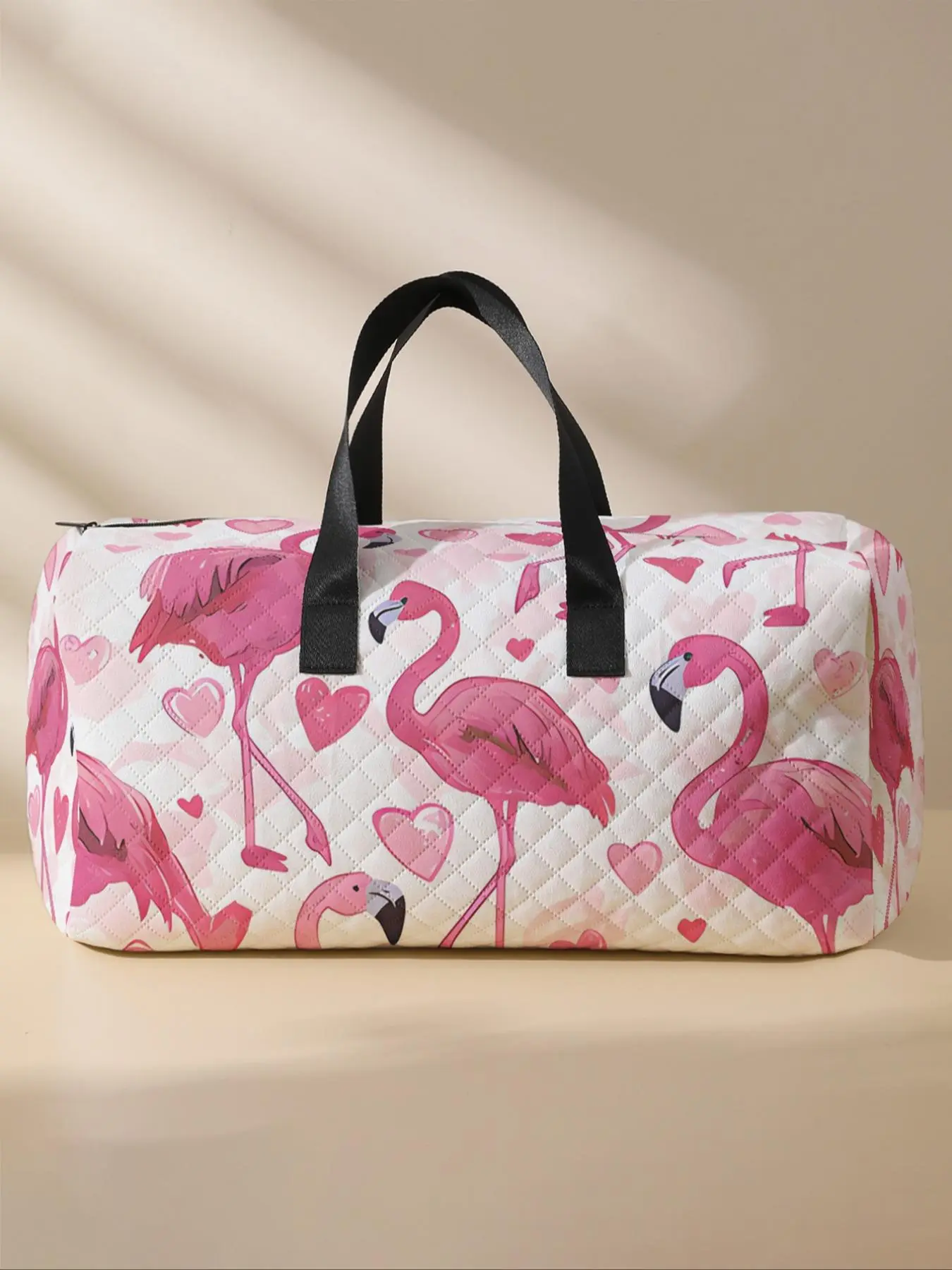 Fashion Flamingo Pattern Travel Bag, Large Capacity Travel Luggage Bag, Portable Overnight Bag, Fashionable Travel Bag for Women & Girls, Traveling Bag, Travel Essentials Bag