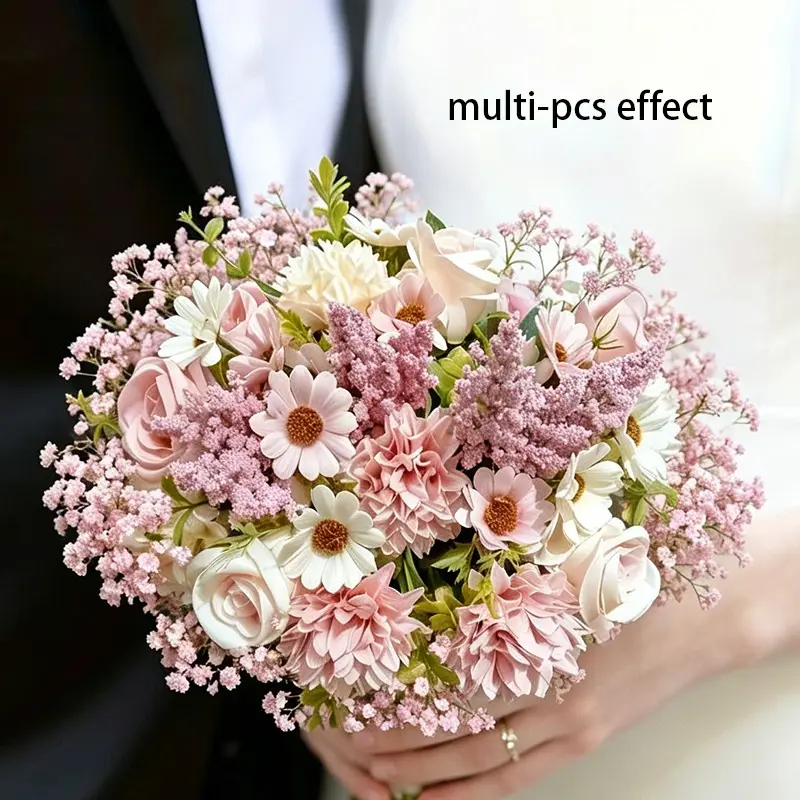 The artificial peony bouquet with buds is arranged and suitable for weddings, birthdays, anniversaries. The plastic peony decorative table decoration, Decorative Flowers, requires no maintenance
