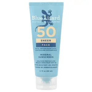 Blue Lizard Australian Sunscreen Sheer Face Mineral Sunscreen, SPF 50, 1.7 fl oz (50 ml)