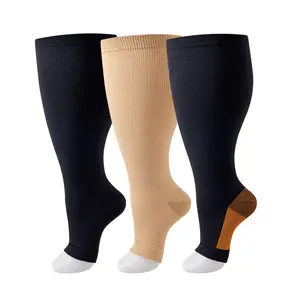 3 Pairs Plus Size Compression Socks for Women, Soft Elastic Material with Breathable Calf Support, Comfortable Fit for Daily Walking and Standing Activities