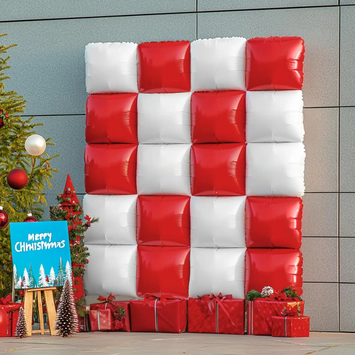 36PCS Red White Square Foil Balloons Wall Backdrop Double Sided Red Pearl White Balloons Arch Kit for Party Decorations Including Birthday Wedding Bridal Shower Valentine Anniversary Outdoor Aluminium Shiny Black And Orange