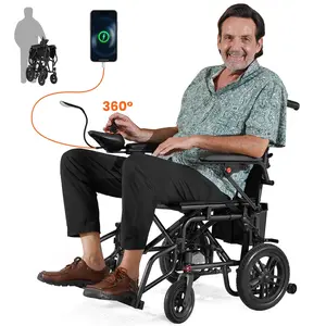 Electric Wheelchair Adults & Seniors – 286 lb Capacity, Dual Motor, 15 km Range, Lightweight Portable Power Chair, Black Healthcare
