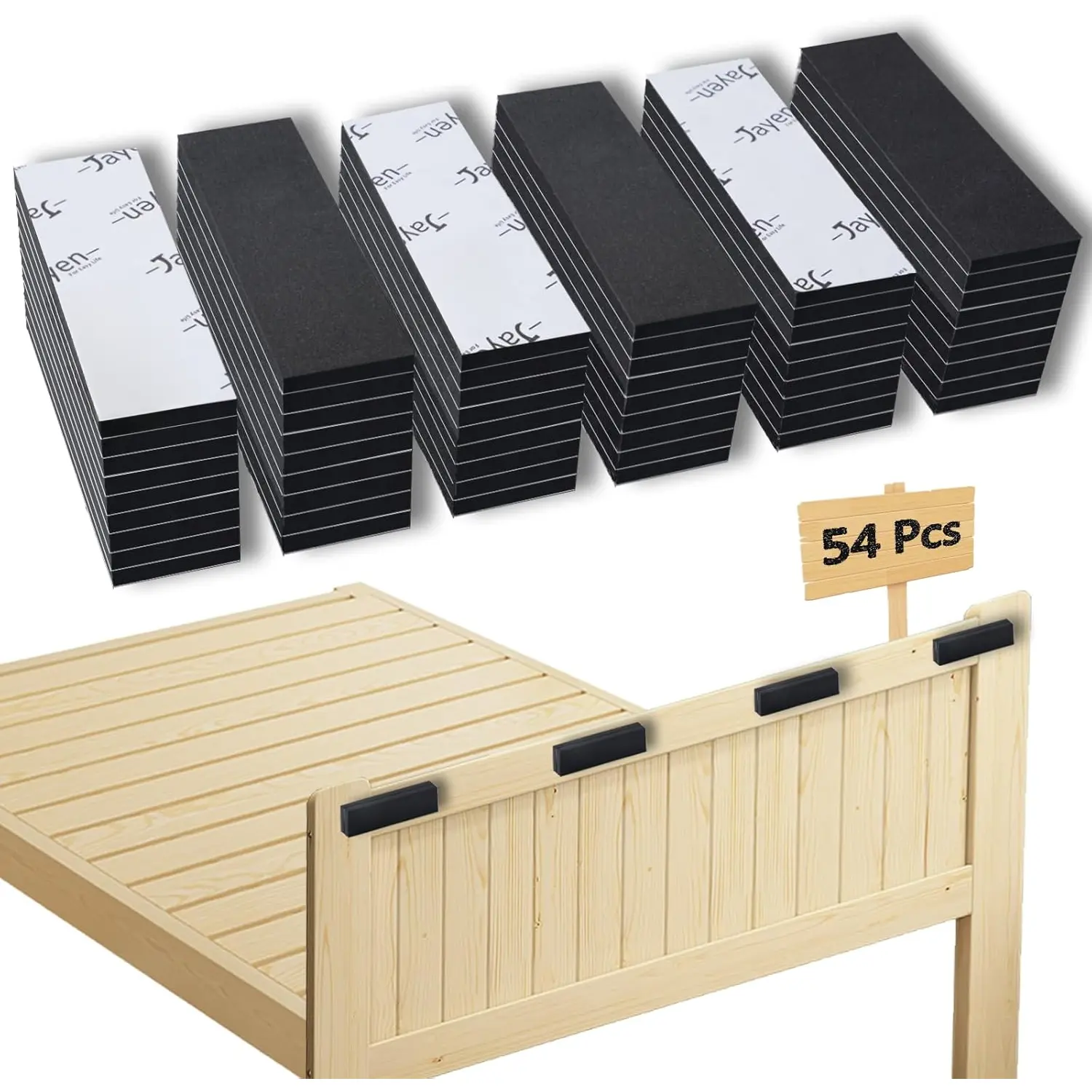 54 count Furniture Wall Protectors, EVA  Anti- Headboard Stoppers for Bed Frame, Anti-Shake Headboard Bumper for Any Furniture - Black, Anti-Headboard Stopper
