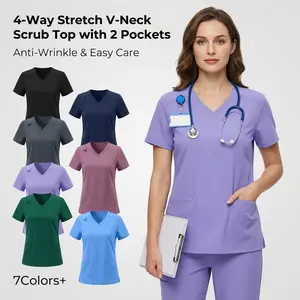 Kecols 4-Way Stretch Scrub Tops - V-Neck, Wrinkle & Breathable, with 2 Pockets for Healthcare Professionals Clothes Clothes