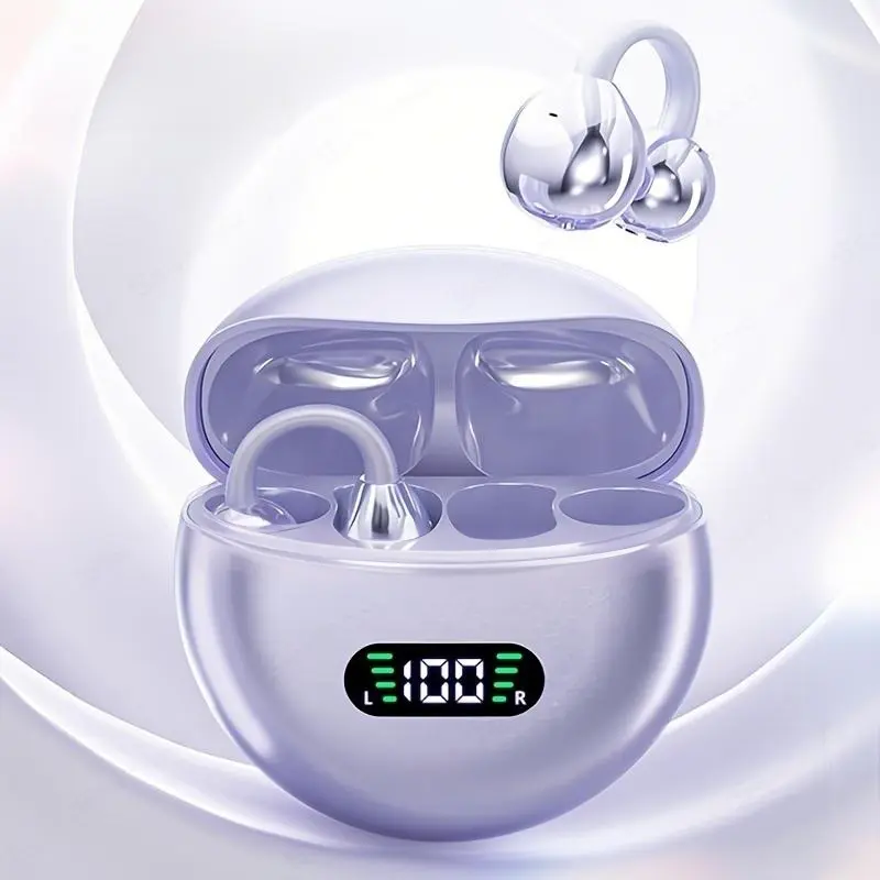 Wireless Open-Ear Headphones, TWS True Wireless Open Design Earbuds with Charging Case, Chargeable, Stereo Sound Earphones for Android & iPhone, Bluetooth-Compatible Earbuds for Sports and Audio, Wireless Earbuds Headset