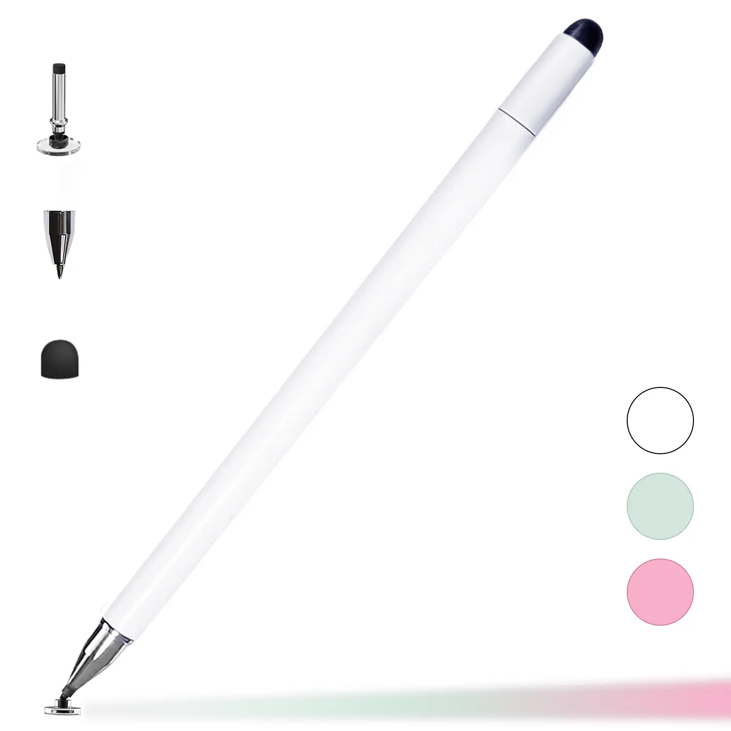 3 in 1 Stylus & Ballpoint Pen, High Sensitivity Capacitive Stylus with Transparent Disc Tip & Rubber Tip, Retractable Ballpoint Pen for Paper, Compatible with iPad iPhone Nintendo Switch Tablets Samsung Galaxy Universal Touchscreen Devices